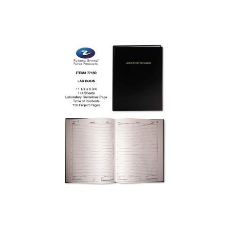 Roaring Springs Roaring Spring Lab Research Notebook, 8-3/4in x 11-1/4in, White, 72 Sheets/Pad, 1 Pad/Pack 77160